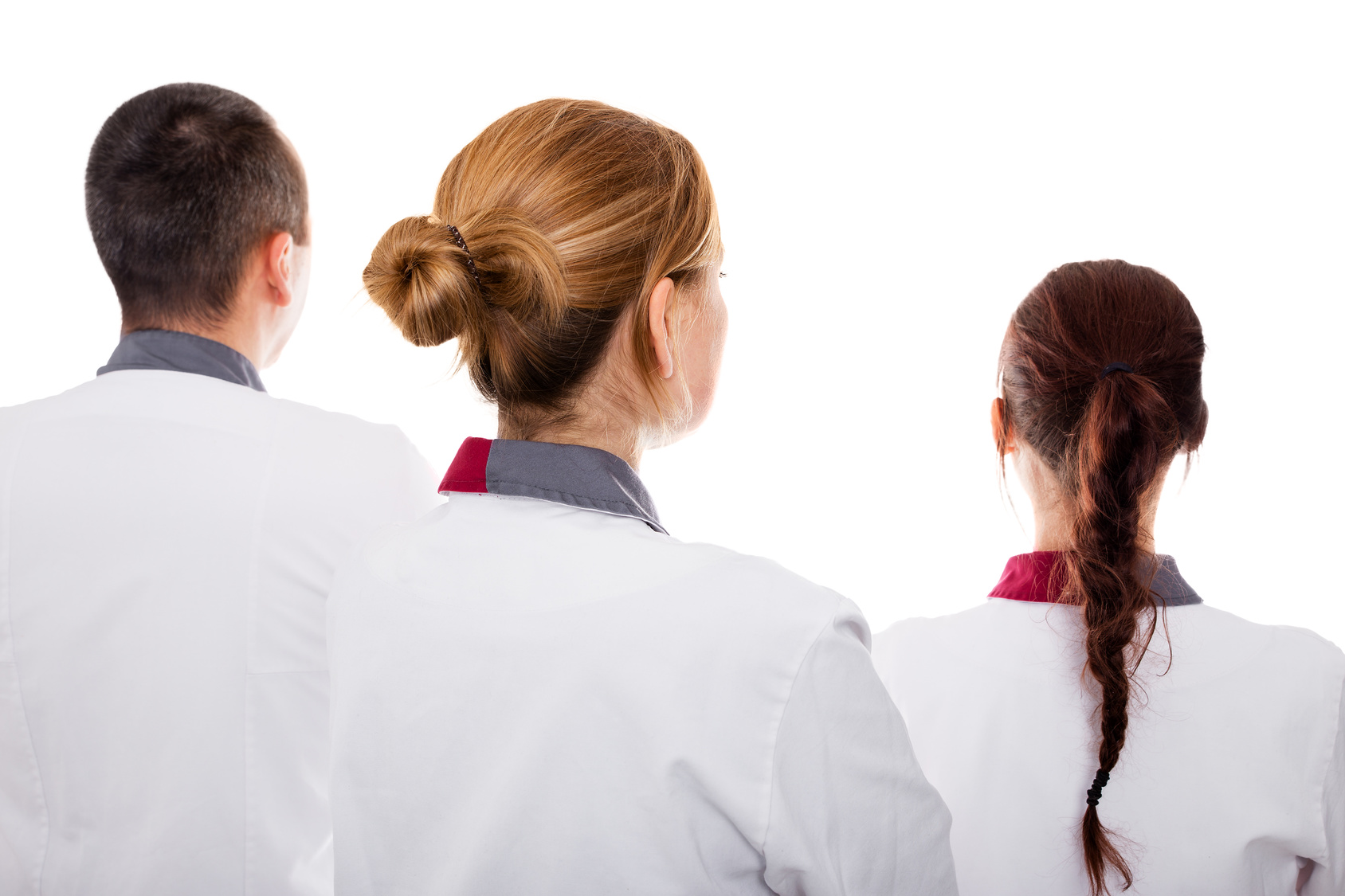 Nurse back. Nurse back view. Nurse's back. Viewer stock image.